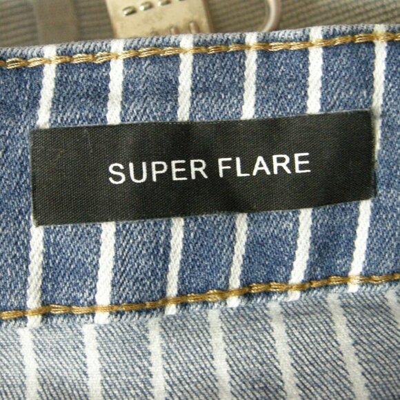 Judy Blue Super Flare Pin Striped Jeans Raw Hem Women Size 15 32 Stretch - Picture 3 of 5